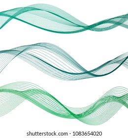 Abstract green waves isolated on white.