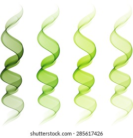 Abstract green waves isolated on white