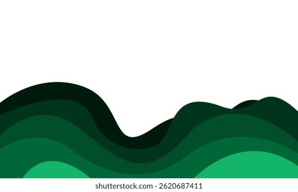 Abstract green waves layered background. Dynamic shapes composition. Eps10 vector