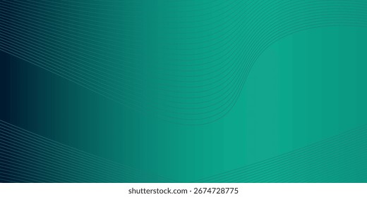 Las ondas verdes Abstractas se alinean suaves con el fondo negro verde. Líneas simples. Diseño de concepto cibernético. Vector de líneas de Tecnología para usted.