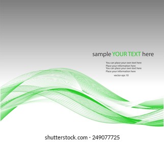 Abstract green waves on gray background