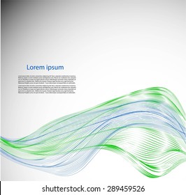 Abstract green waves on gray background