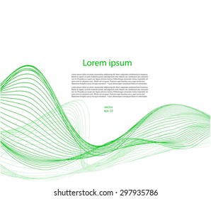 Abstract green waves on wait background with text
