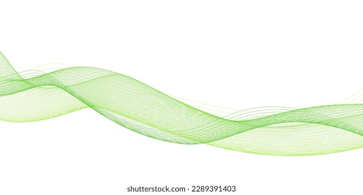 Resumen de las olas verdes sobre fondo blanco. Olas de color electrónicas. Ilustración vectorial. Cartel, diseño de afiches.