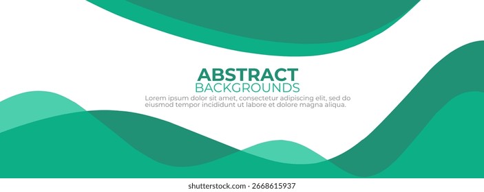 Abstract green wavy background banner for website landing page design or brochure.