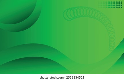 Abstract green wavy background with a combination of circles