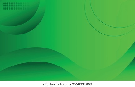 Abstract green wavy background with a combination of circles