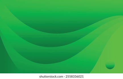 Abstract green wavy background with a combination of circles