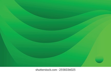 Abstract green wavy background with a combination of circles