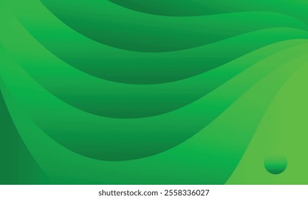 Abstract green wavy background with a combination of circles