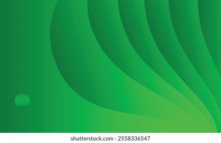 Abstract green wavy background with a combination of circles