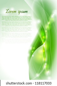 Abstract green wavy background. Vector design eps 10. Gradient mesh included