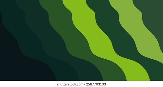 Abstract Green Wavy Background Vector Nature Waving Background Design