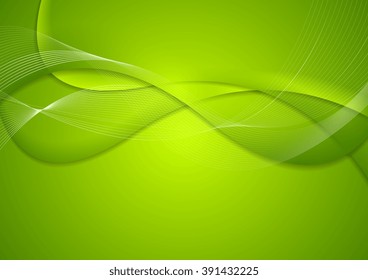 Abstract green wavy bright background. Vector illustration