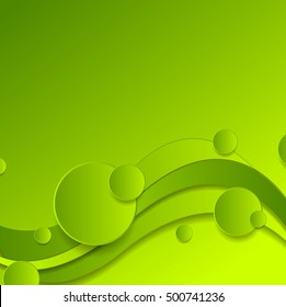 Abstract green wavy corporate tech background. Vector graphic design template
