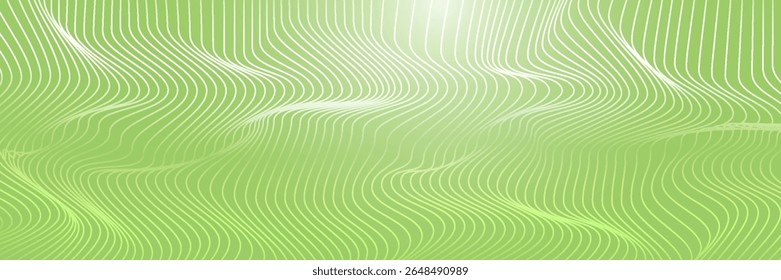 Abstract Green Wavy Line Background with Gradient

