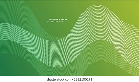 Abstract green wavy lines background vector