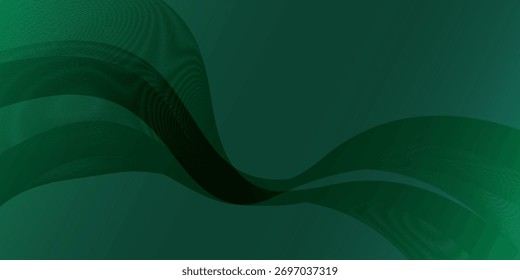 Abstract Green Wavy Lines Background with Gradient Effect