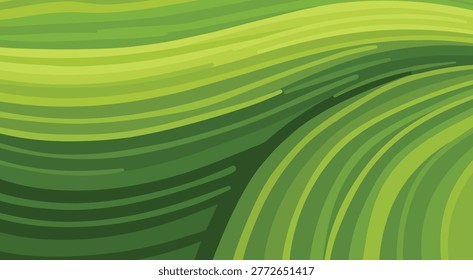 Abstract green wavy lines background inspired by rolling fields hills and farmland landscape
