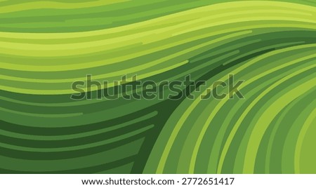 Abstract green wavy lines background inspired by rolling fields hills and farmland landscape
