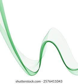 Abstract green wavy lines. Colorful vector background. smoke transparent green wave. Eps 10