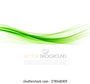 Abstract green wavy lines.  Colorful vector background