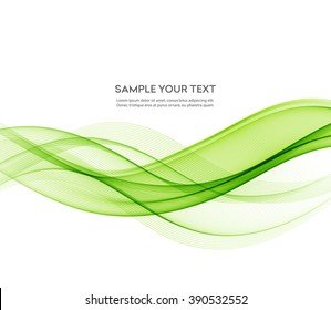 Abstract green wavy lines. Colorful vector background.  smoke  Transparent green  wave 