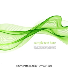 Abstract green wavy lines.  Colorful vector background.