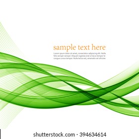 Abstract green wavy lines.  Colorful vector background.