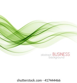 Abstract green wavy lines.  Colorful vector background,