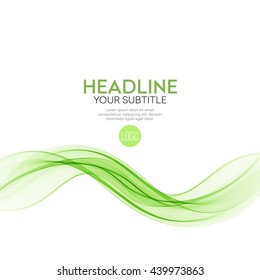Abstract green wavy lines. Colorful vector background EPS10