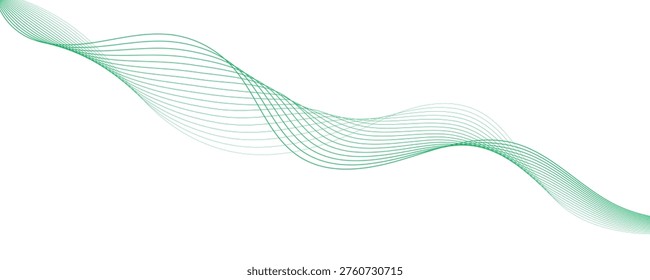 Abstract green wavy lines vector illustration. eps10