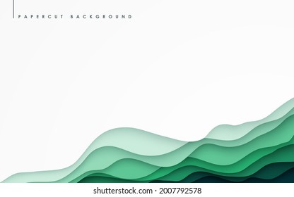 Abstract green wavy overlap layers background