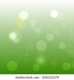 Abstract green and white background with bokeh effects. Vector illustration. Spring and summer background.