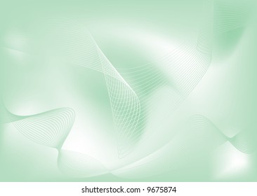 Abstract green and white background with flowing lines