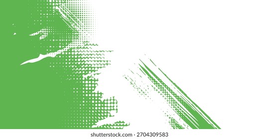Abstractas fondo verde y blanco con grunge y semitono. Ilustración vectorial.