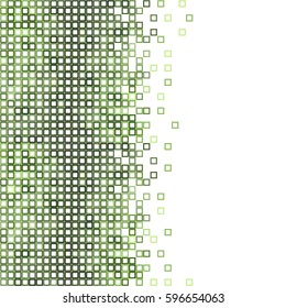 Abstract green white background with mesh of squares. Mosaic style. Geometric template. Cells.