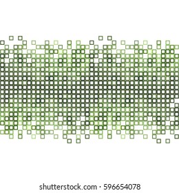 Abstract green white background with mesh of squares. Mosaic style. Geometric template. Cells.