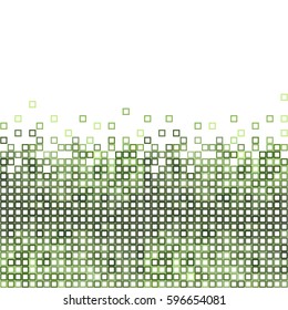 Abstract green white background with mesh of squares. Mosaic style. Geometric template. Cells.
