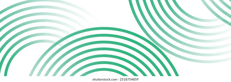 Abstractas fondo blanco verde superponiendo capas en el espacio brillante con decoración de efecto círculo. Anuncio moderno con estilo de línea.