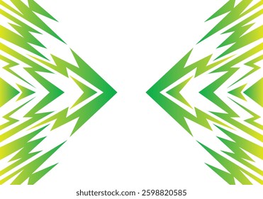 Abstract green and white background with spikes and zigzag narrow line pattern work