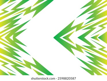 Abstract green and white background with spikes and zigzag narrow line pattern work