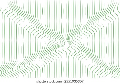 Abstract green white color lines wave pattern texture background