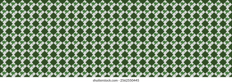 Abstract Green and White Diamond Pattern