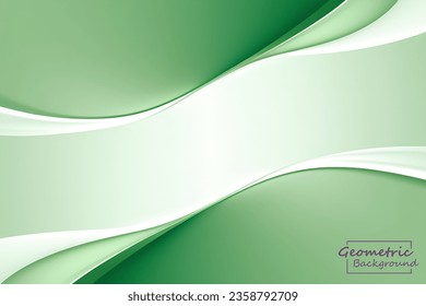 Abstract green and white geometric background. Dynamic shapes composition. Vector illustration.