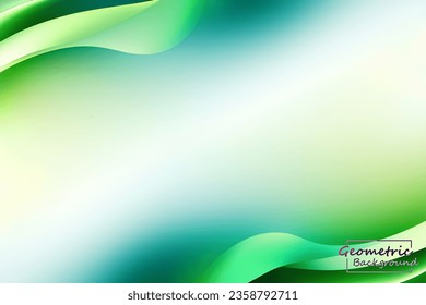 Abstrakter, grüner und weißer geometrischer Hintergrund. Dynamische Formen-Zusammensetzung. Vektorgrafik.