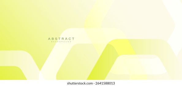 Abstract green and white geometric hexagons background. Hexagonal lines and soft gradients in light tones