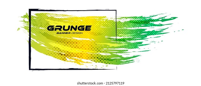 Abstract Green and White Grunge Background with Halftone Style. Brush Stroke Illustration for Banner, Poster. Sports Background. Scratch and Texture Elements For Design