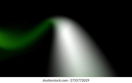 Abstract Green and White Light Beam on Black Background. 

Minimalist Glowing Energy Trail with Soft Gradients. 

Modern Cinematic Neon Green Light Streak Illustration. Futuristic Motion Flow 
