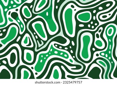 abstract green and white abstract pattern on paper, in the style of aboriginal art, bess hamiti, rounded shapes, bold, cartoonish lines, marsden hartley, dark white and dark emerald, simplified line